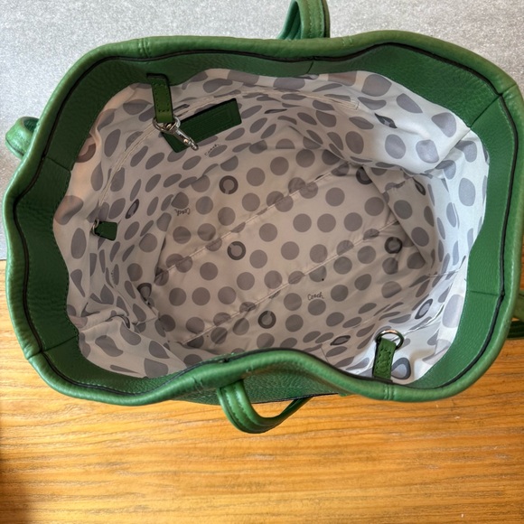 Coach Julia Op Art Perry Leather Tote Rare Green Colorway Authentic Large EUC - Picture 8 of 16